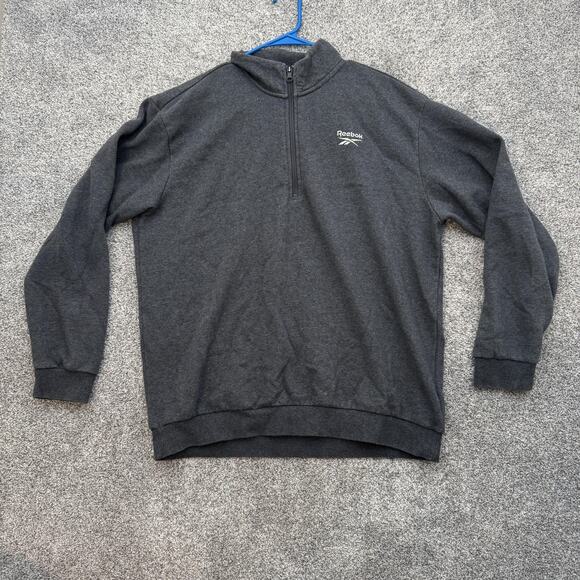 Reebok Pullover Mens XL Gray Quarter Zip Fleece Sweatshirt Athletic Training - Picture 1 of 11